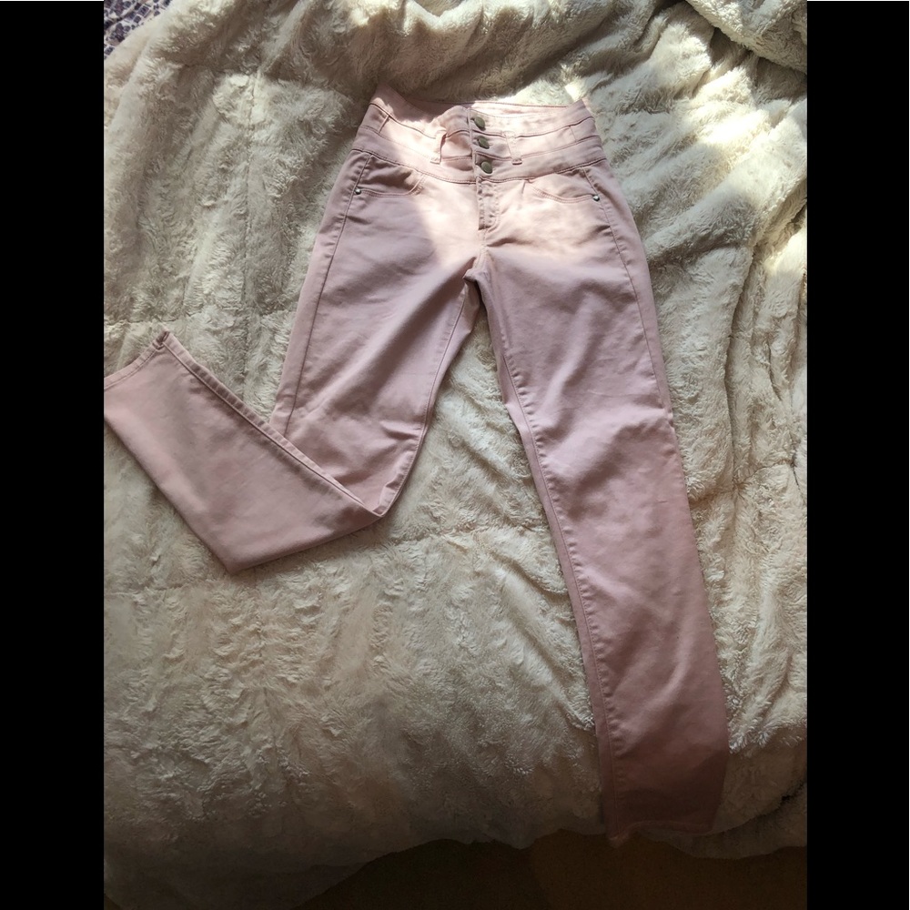 Pink high-waisted pants